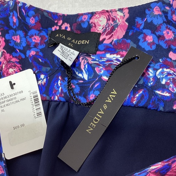 NWT XL Ava & Aiden Blue and Pink Floral Maxi Dress - Picture 10 of 12